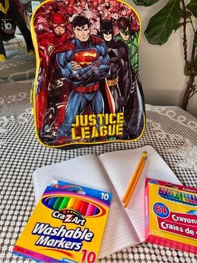 Batman Superman Flash Justice League Backpack Bundle NWT.